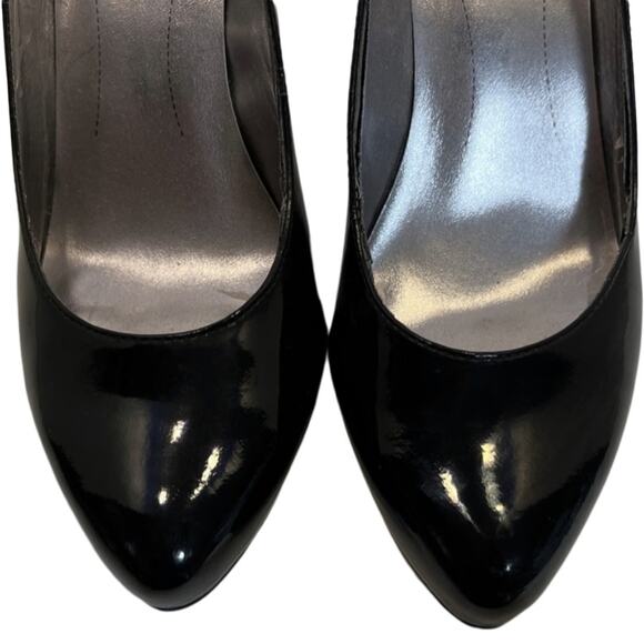 DKNYC Black Patent Pointed Toe Pump Slim Stacked Heel Pumps Stacy size 8 Office - Picture 4 of 10